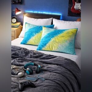 Xhilaration Tie Dye Quilted‎ Pillow Sham Standard Blue Yellow Euro